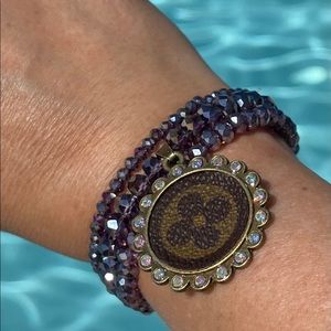 NWT! Stunning Upcycled Handcrafted Amethyst Stretch Bracelet🌸